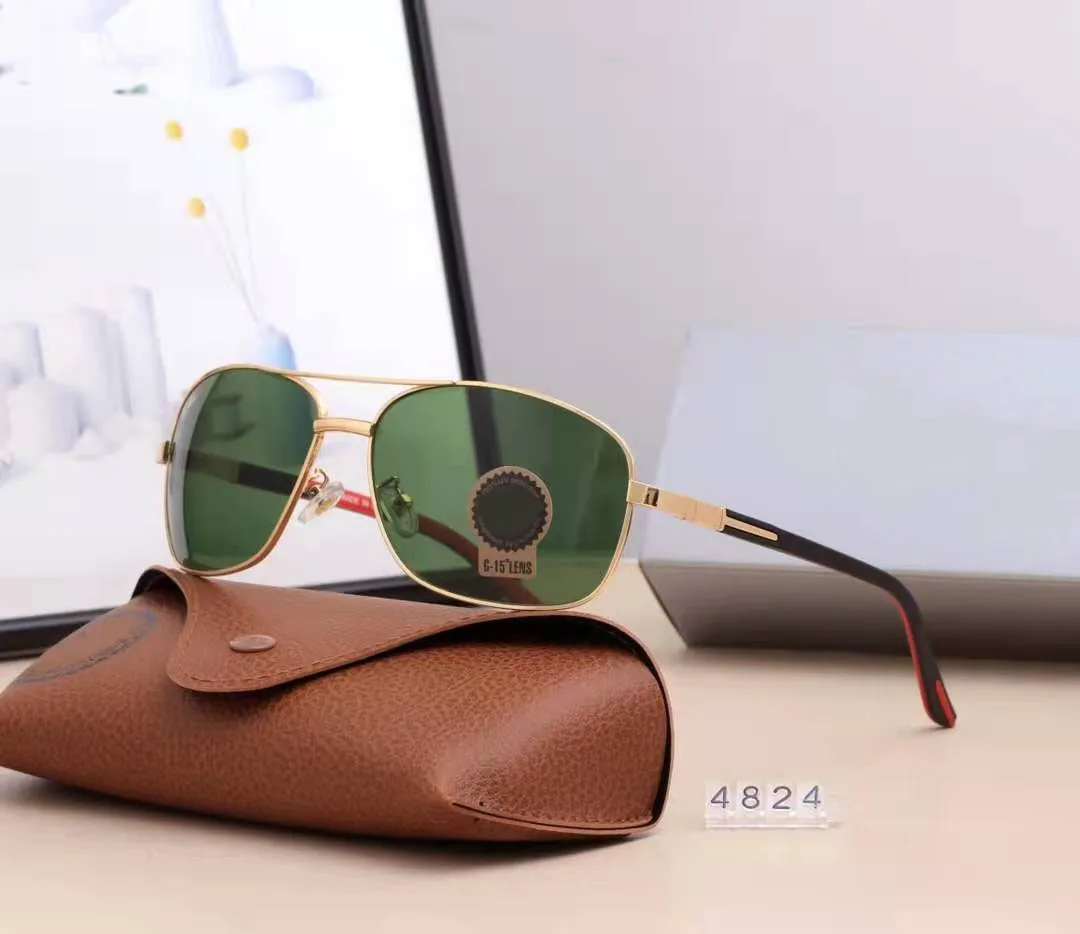 

High Quality Vintage Sunglasses Men Women Driving Glasses Luxury Brand Designer Alloy Frame Tempered Glass Gafas De Sol 4824