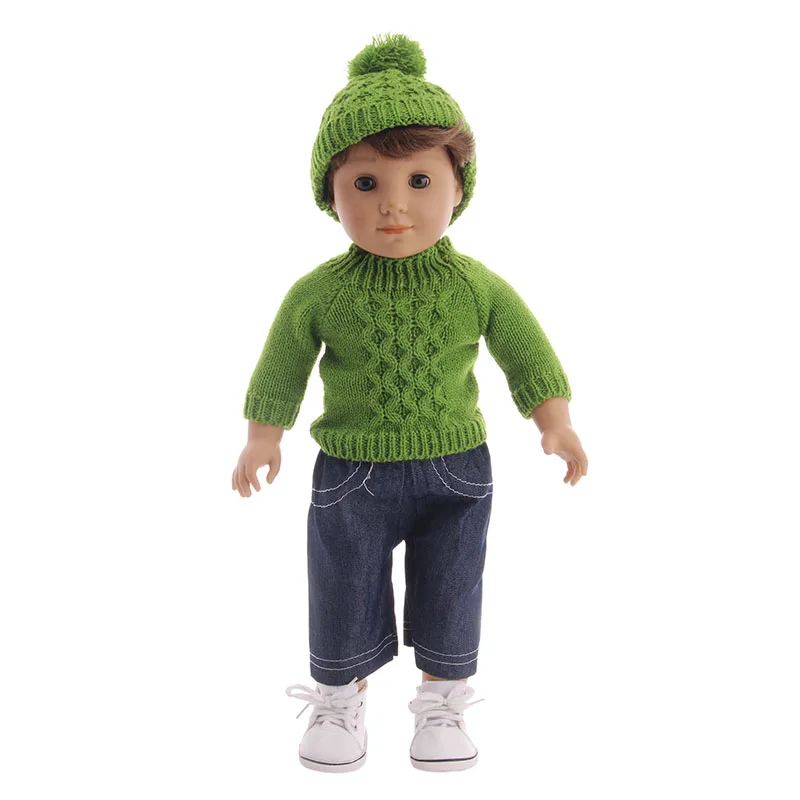 Doll Clothes 3Pcs/Set Hat+ Sweater+Jeans For 18 Inch American&43 Cm Born Logan Boy Doll Our Generation Baby Girl`s Christmas Toy images - 6