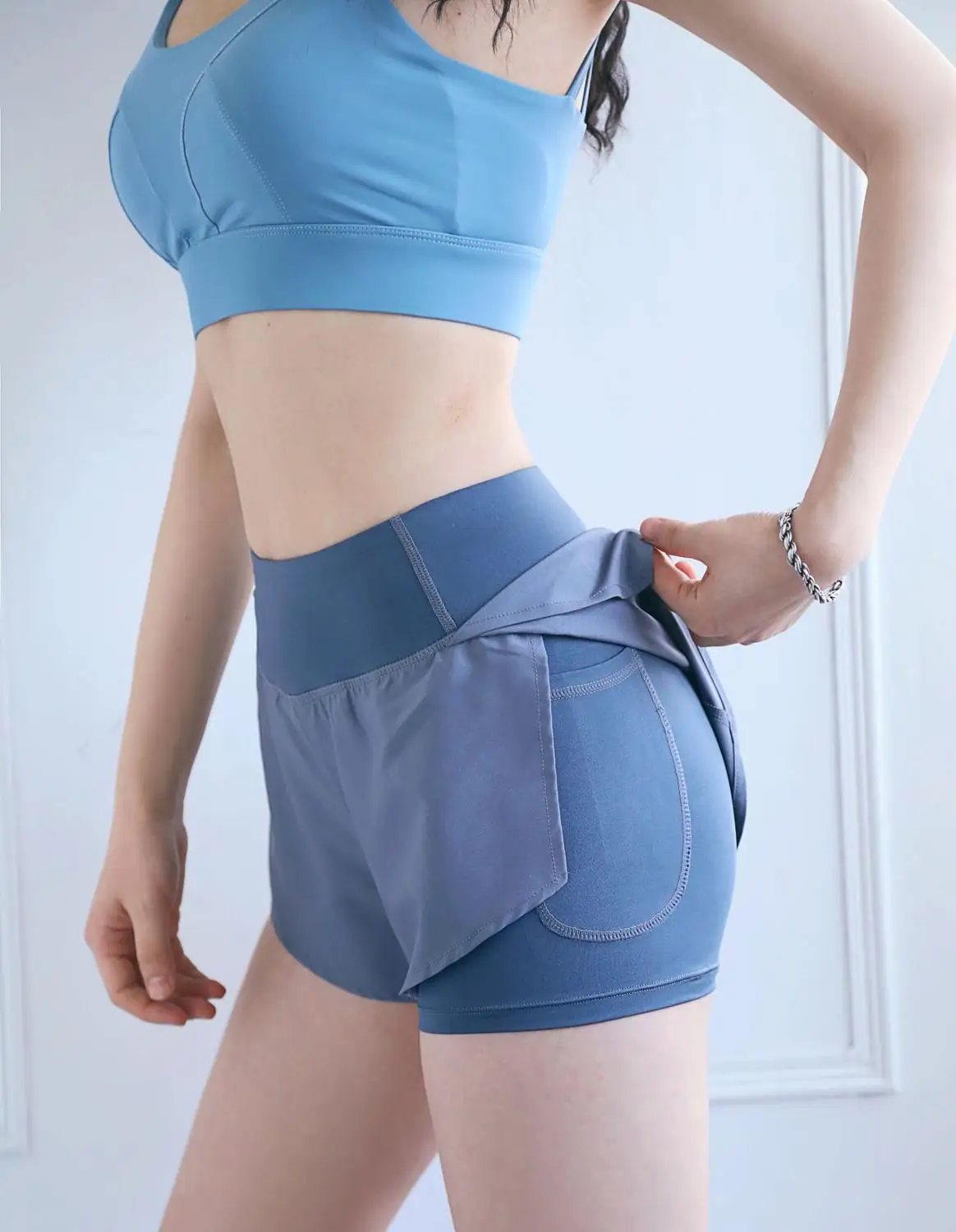 Женские шорты для бега 2 в 1 с эластичной талией облегающие и йоги женские