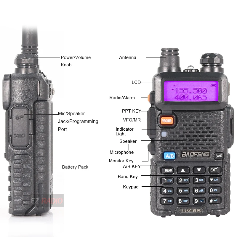 Walkie Talkie Baofeng UV 5R Radio Station Two-way Ham Boafeng Radio 2PCS Powerful Dual VHF/UHF Walike Talkies for Hunting 10KM