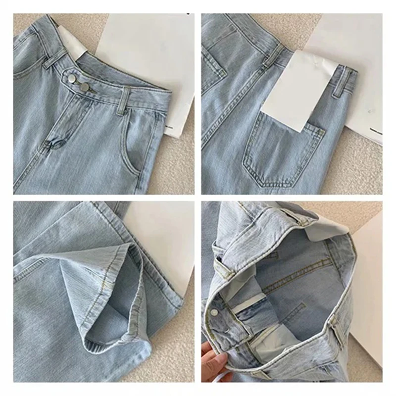 

Jeans Summer Wide Leg Pants Women Jean Femme Streetwear Mom Jeans Denim Trousers Pantalones De Mujer Spijkerbroeke