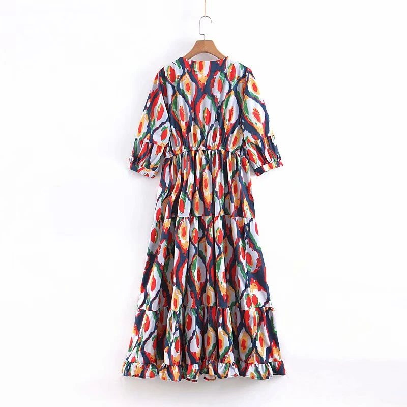 Винтажное шикарное женское Пляжное Платье макси с цветочным принтом на три