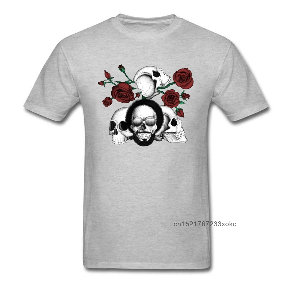 Гранж черепа и красная роза 2018 забавная афро Череп Печать Мужская футболка