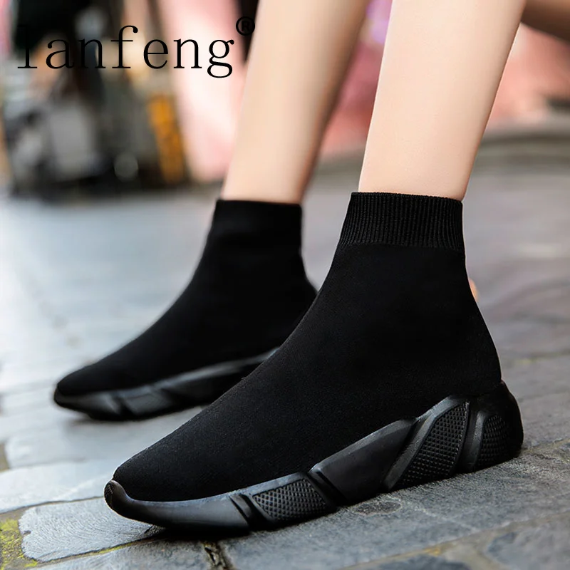 

Кроссовки Lanfeng женские/мужские дышащие, модные теплые эластичные, на платформе, мягкая подошва, 9