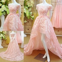 bows pink lace prom ball gown 2018 cap sleeve boat neck appliques vestido de festa flowers sequined mother of the bride dresses