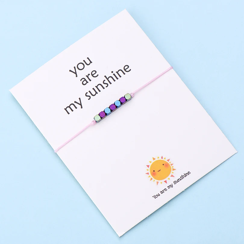 color 9 IYOE Wish Card You Are My Sunshine крошечные бусины браслеты с подвесками для женщин и мужчин геометрические бусины ручной работы красный браслет с нитью подарок - Окраска металла: color 9