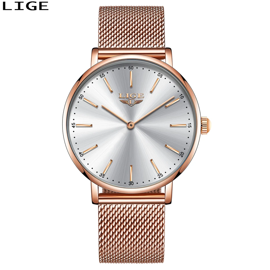LIGE 2020 Fashion Mens Watches Top Brand Luxury Quartz Watch Men Casual Slim Mesh Steel Waterproof Sport Relogio Masculino | Наручные