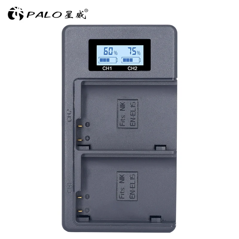 Черный PALO EN-EL15 ENEL15 EL15 зарядное устройство ЖК-USB двойное зарядное устройство для Nikon D500, D600, D610, D750, D7000, D7100, D7200, D800, D800E, D810 - Цвет: Черный