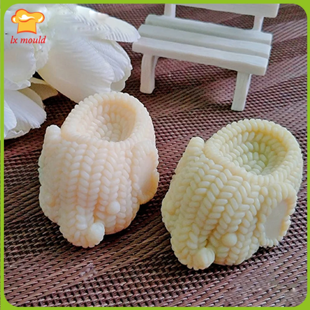 

3D Cartoon Elephant Baby Shoes Silicone Mould Knitting 2 pairs of Shoes Handmade DIY Soap Candle Molds Fondant Chocolate Moulds