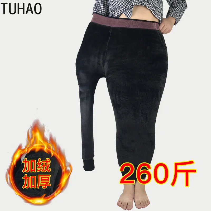 TUHAO/женские бархатные утепленные леггинсы большого размера плюс осенне-зимние