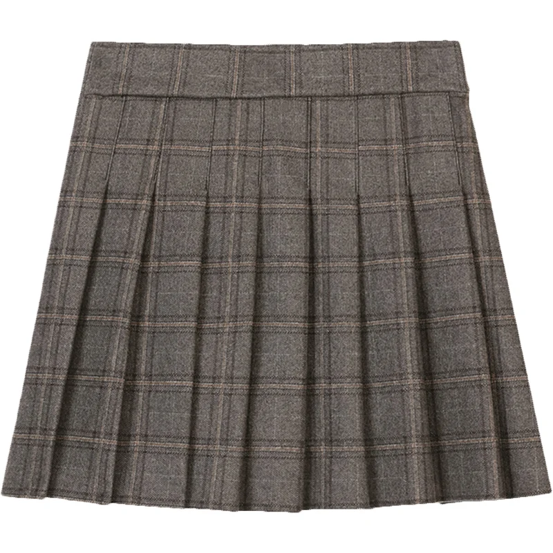 

Women Autumn High Waist Plaid Woolen Short Casual Skirt Wild Print Mini Skirts