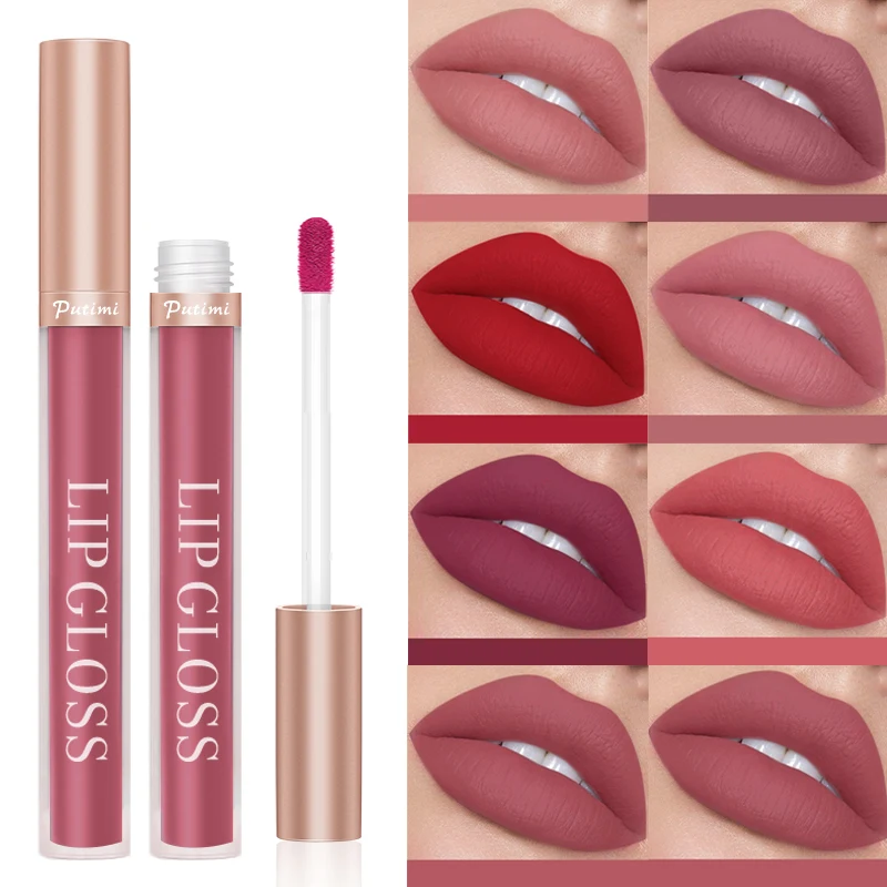 

Matte Velvet Lip Gloss Long Lasting Waterproof Lip Glaze Moisturizing Non-fading Non-stick Cup Liquid Lipstick Lip Makeup TSLM2