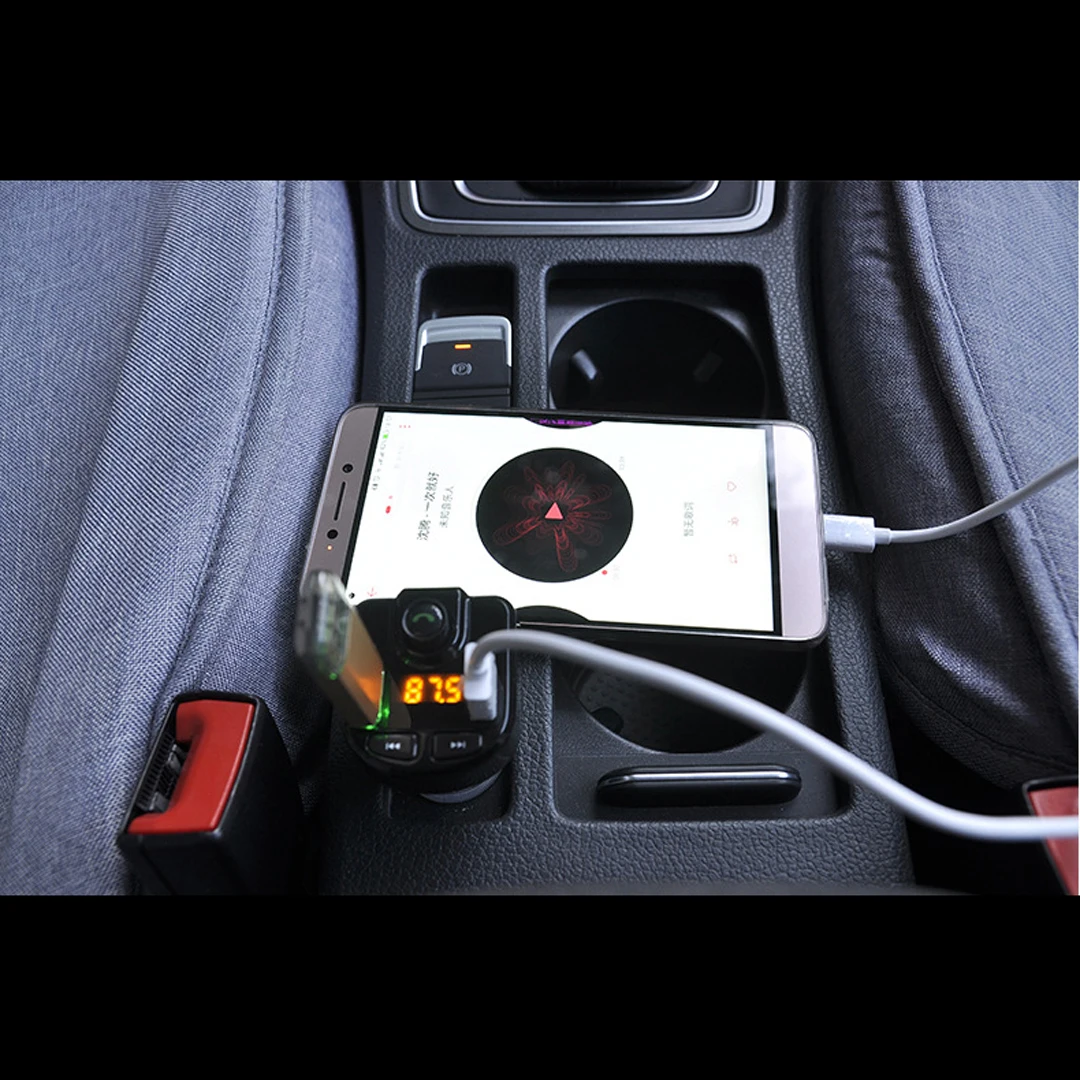 Quick Charger Voltage Display Micro SD TF Music Play bluetooth Car FM Transmitter Wifi Radio Adapter USB MP3 Player Mic | Автомобили и