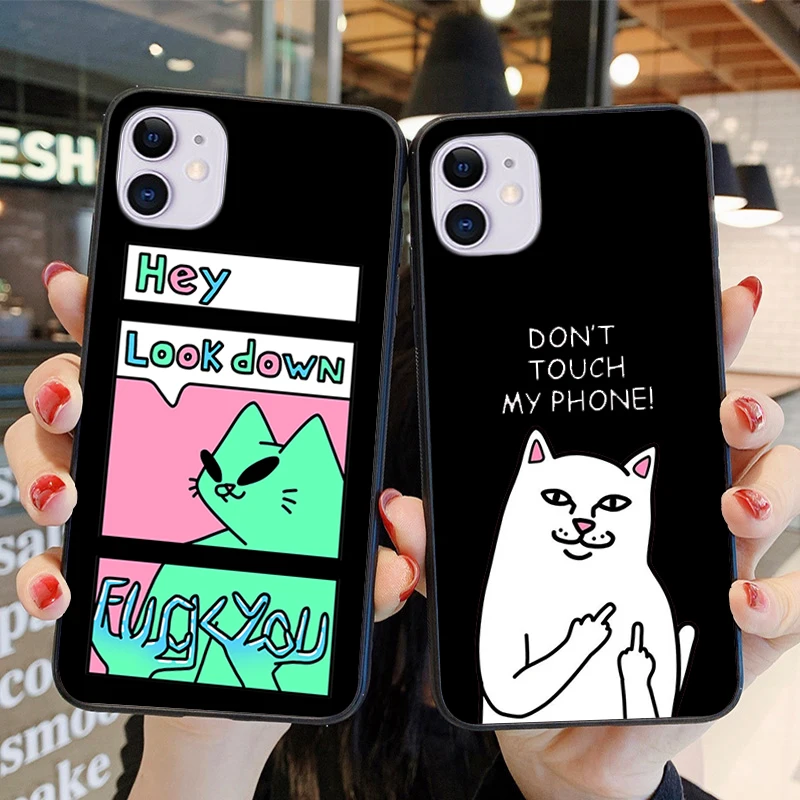 

Funny animal phone case for iPhone 11 Pro Max 7 8 Plus 12 Mini XS Max X XR SE 2020 6 6s cartoon cat painting soft back cover