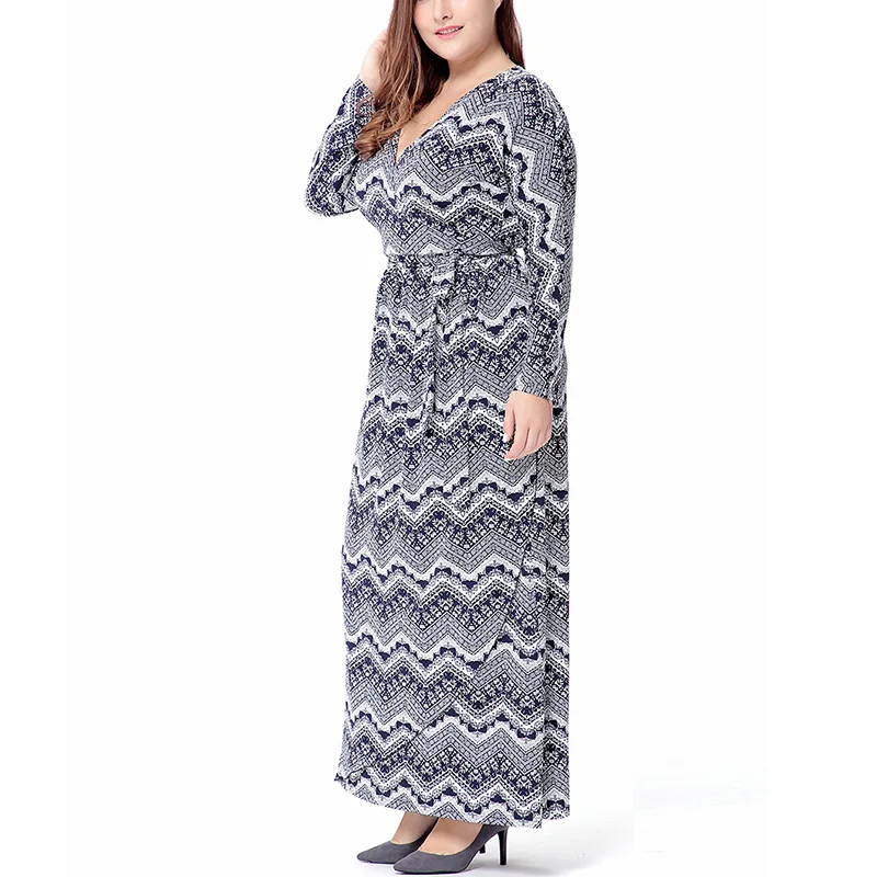 Женское платье с V-образным вырезом длинным рукавом и поясом | Женская одежда