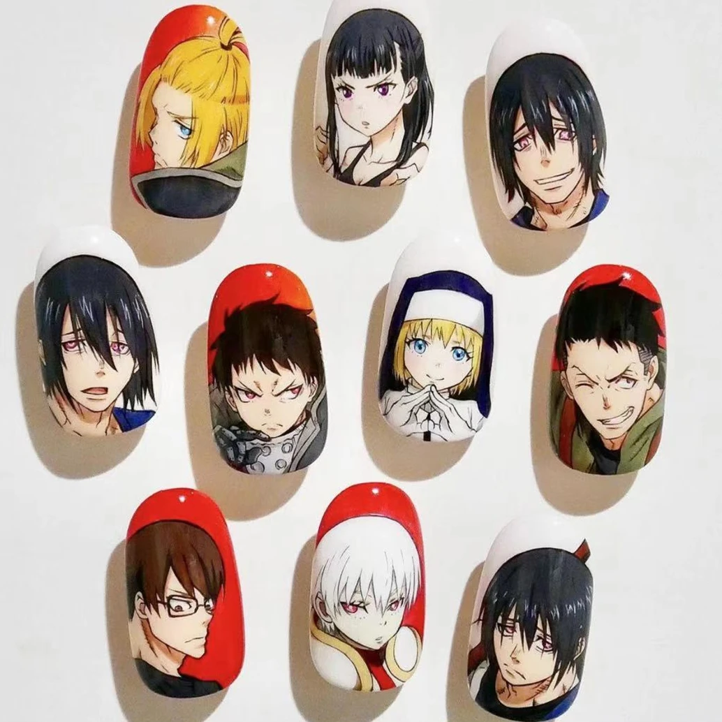 

TSC-244 fire force colorful design 3d nail art stickers decal template diy nail tool decorations