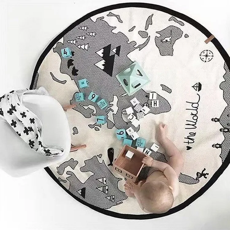 Игровой коврик с изображением карты мира для малышей Скандинавское стеганое