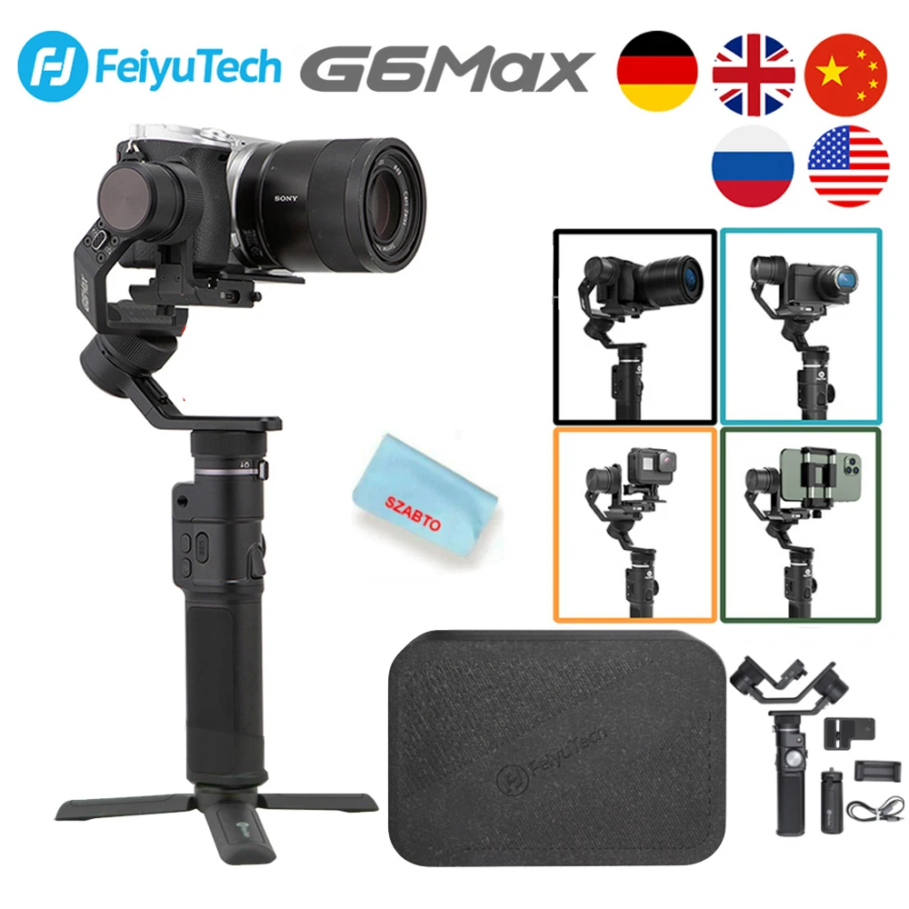Карманный 3-осевой стабилизатор FEIYUTECH G6 Max для беззеркальной камеры GoPro Hero 7, 6, 5