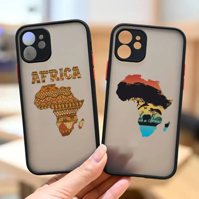 

Africa map graphics art design Phone Case matte transparent For iphone 7 8 11 12 13 plus mini x xs xr pro max cover