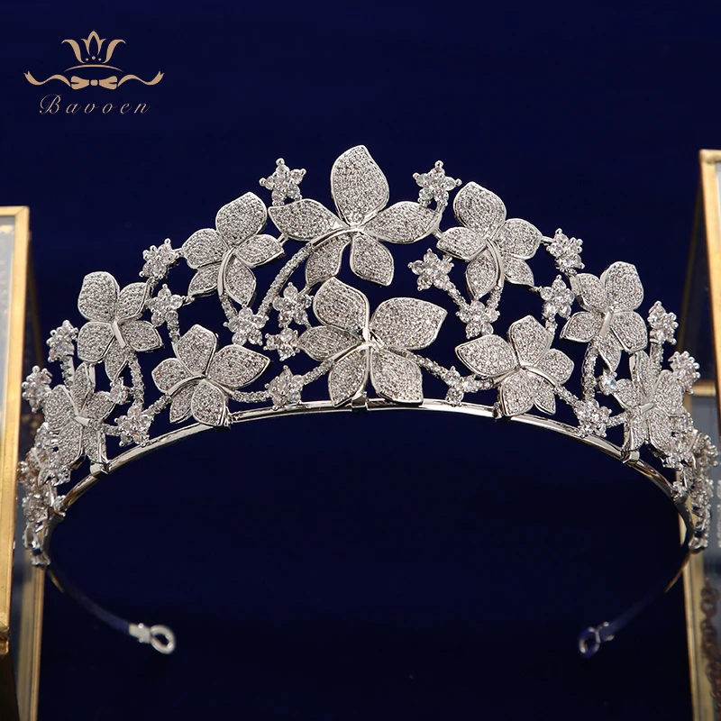 Bavoen циркониевый камень в виде цветов для свадьбы Коронная королева принцесса