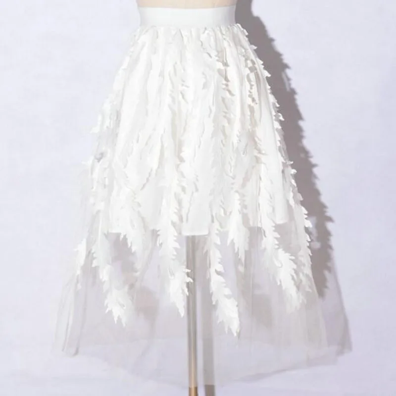 Женская сетчатая юбка с эластичным поясом Корейская летняя аппликацией в виде