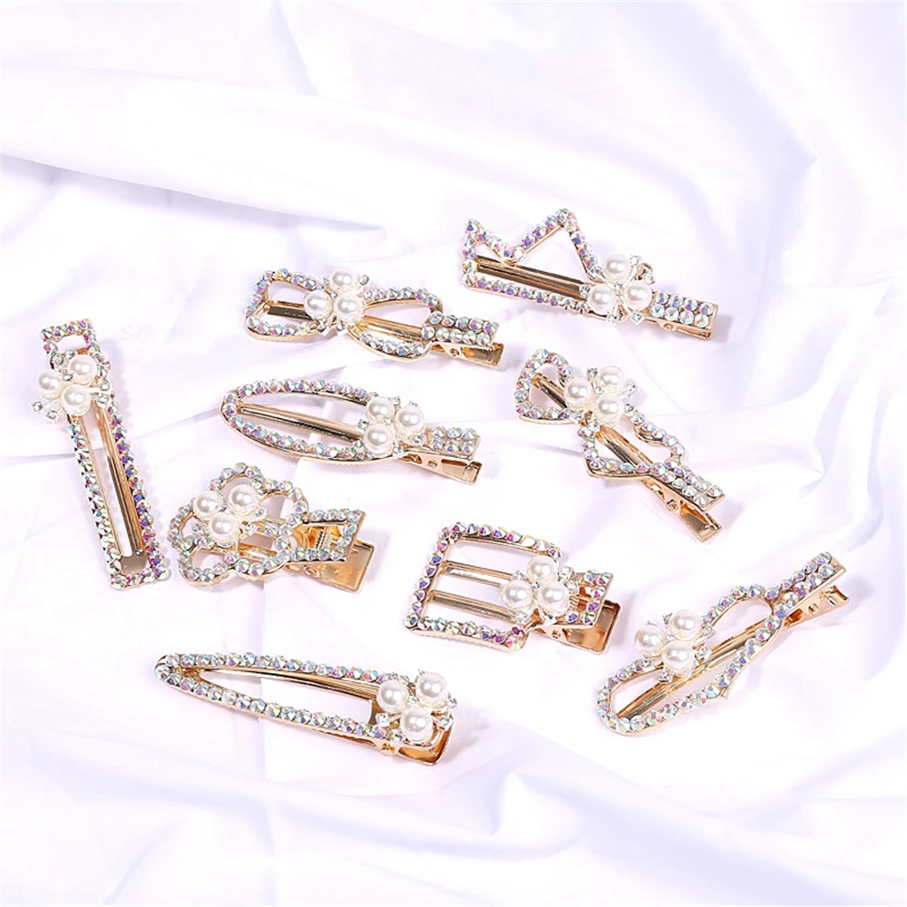 Новинка Элегантные женские зажим для волос с жемчугом Стразы Лук Корона челка