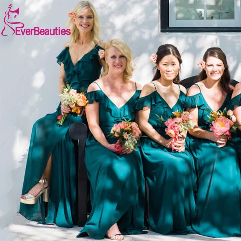 Vestido Madrinha бирюзовое шифоновое длинное платье подружки невесты 2020 на тонких