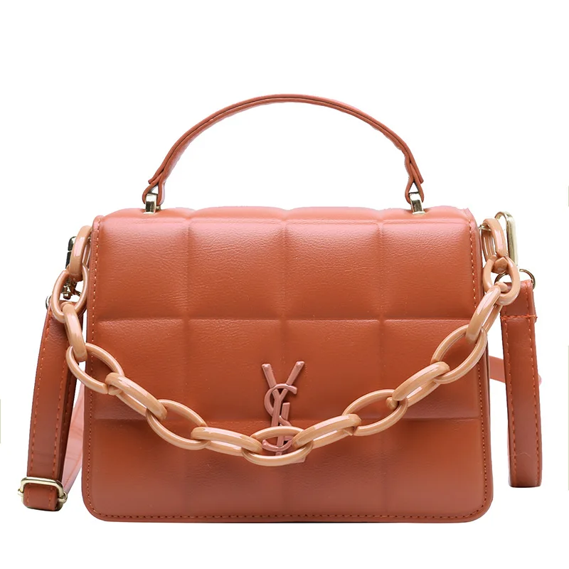 

Square press art tote bag women's bag 2021 new trendy European and American fashion one-shoulder bag simple stiletto square bag