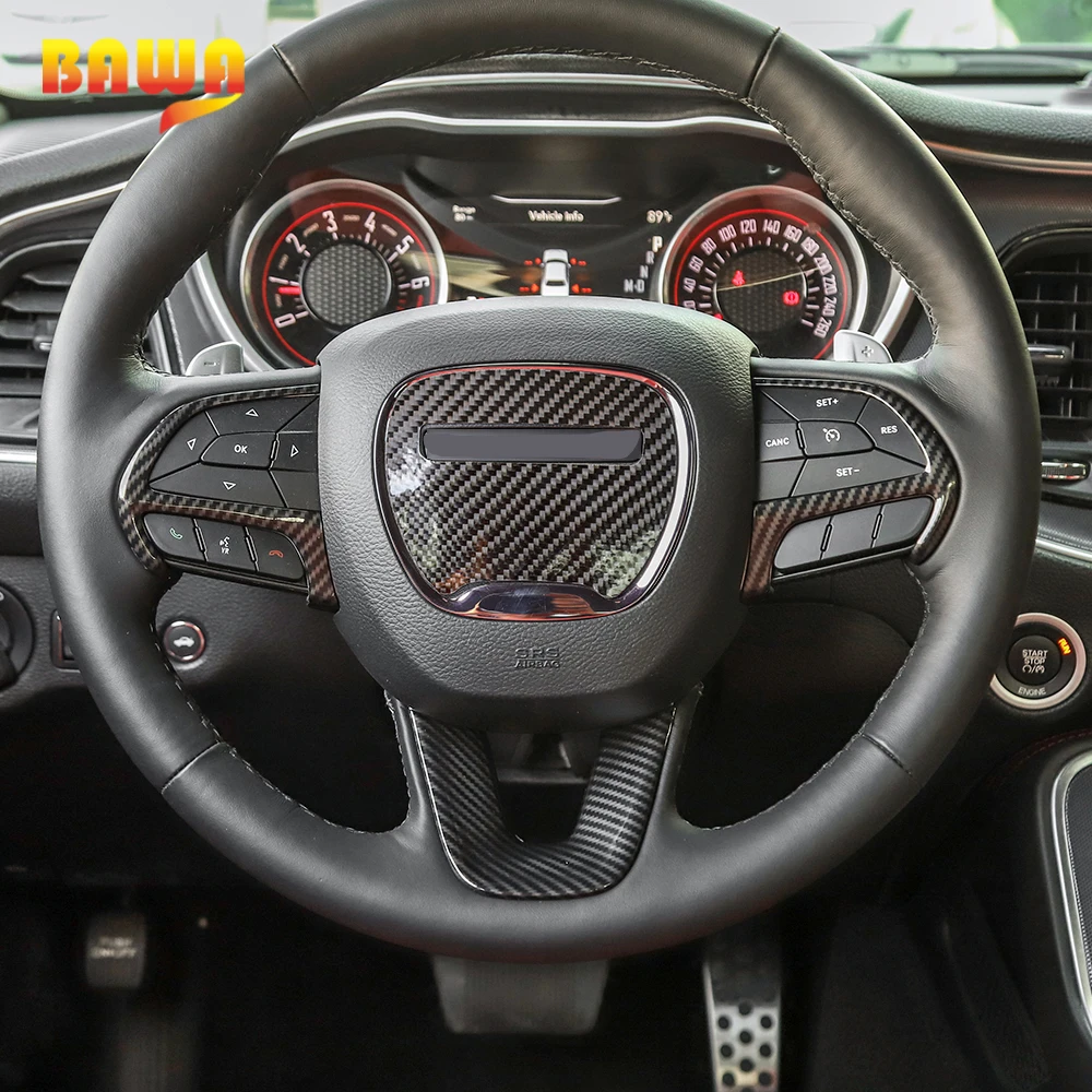 Наклейка BAWA на рулевое колесо молдинги для салона Dodge Challenger 2015 + декоративная