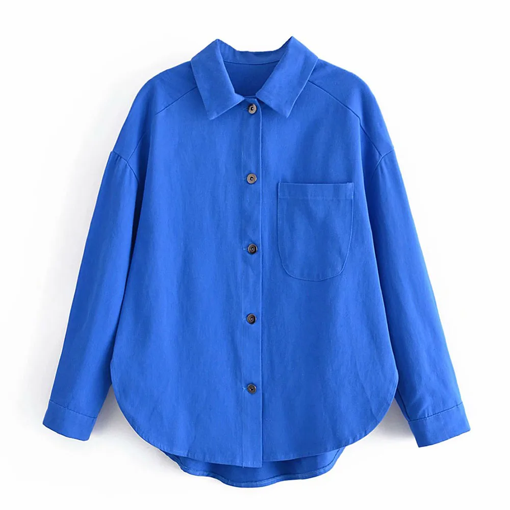 

Женская рубашка ZA, Новинка весна-осень, однотонный Свободный кардиган средней длины с длинными рукавами, Повседневная Блузка