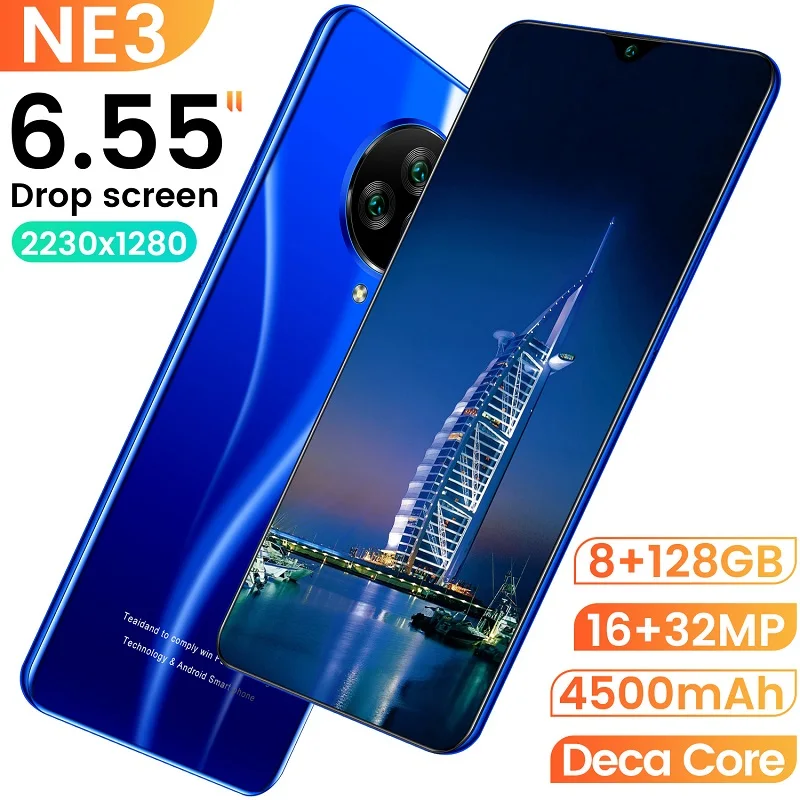 2020 NE3 смартфон 8 + 256G мобильный телефон HD экран 6 55 дюймов Большой двойная карта