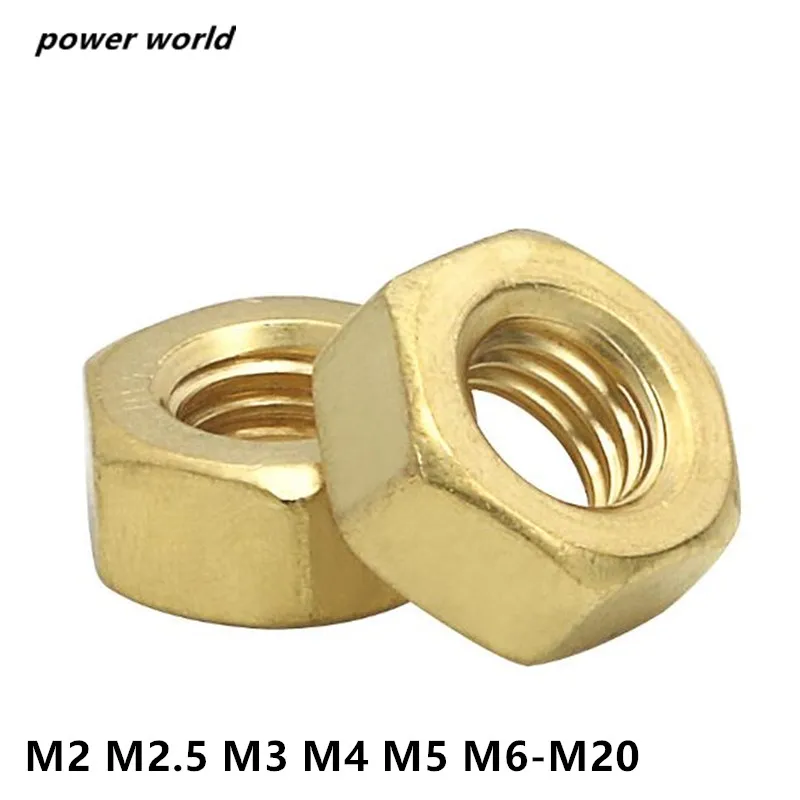 M2 M2.5 M3 M4 M5 M6 M20 DIN934/GB6170 латунные шестигранные гайки медь Шестигранная гайка|Гайки| |