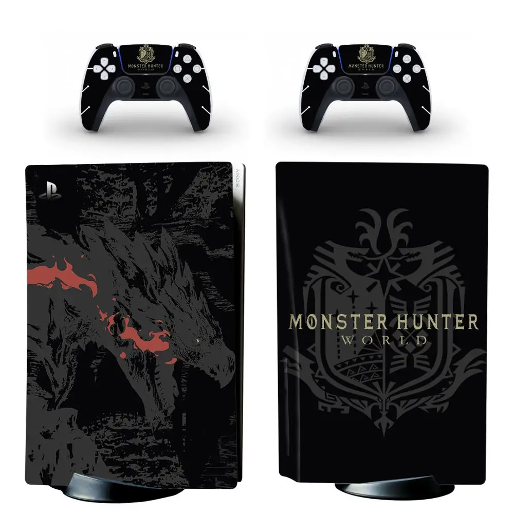 Наклейка в виде диска Monster Hunter World PS5 для консоли PlayStation 5 и контроллеров|Наклейки| |