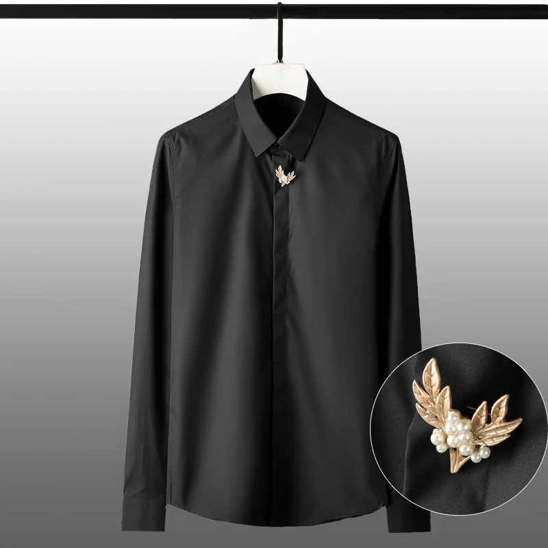 Minglu протектор мужские рубашки роскошные свадебные туфли с отделкой жемчугом и