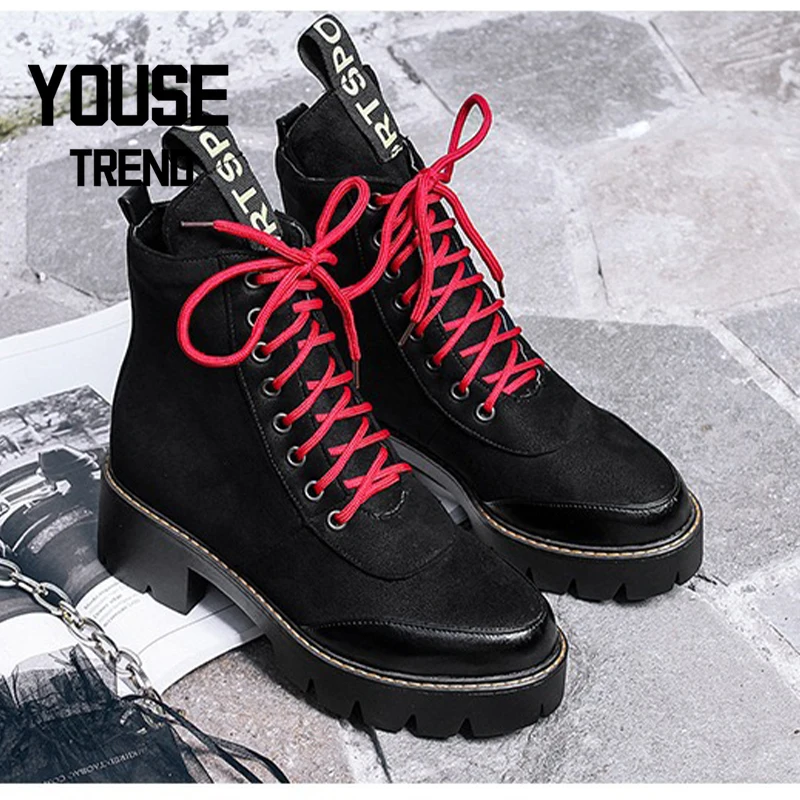 Женская Осенняя обувь ботинки на платформе высокого качества женские из замши в