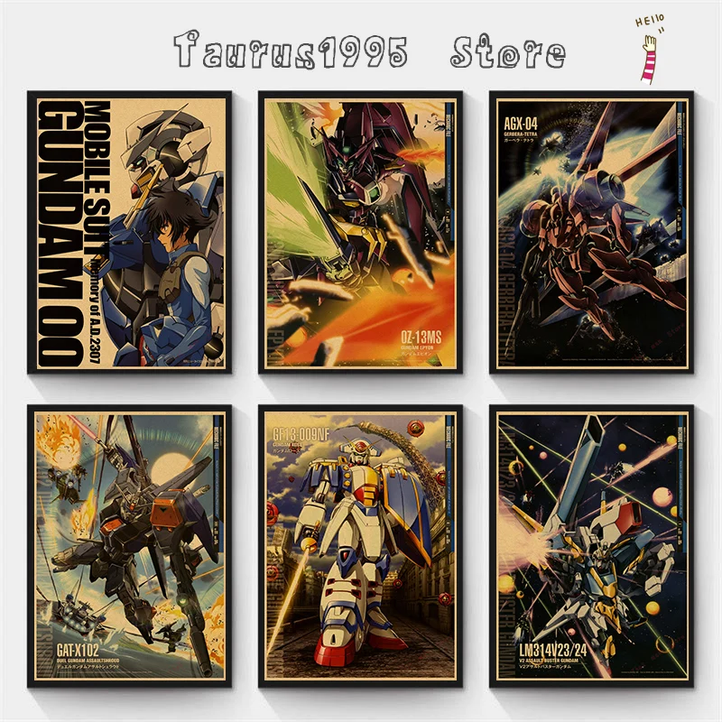 Новая Аниме Gundam плакат из крафт-бумаги мультяшная живопись абстрактная забавная