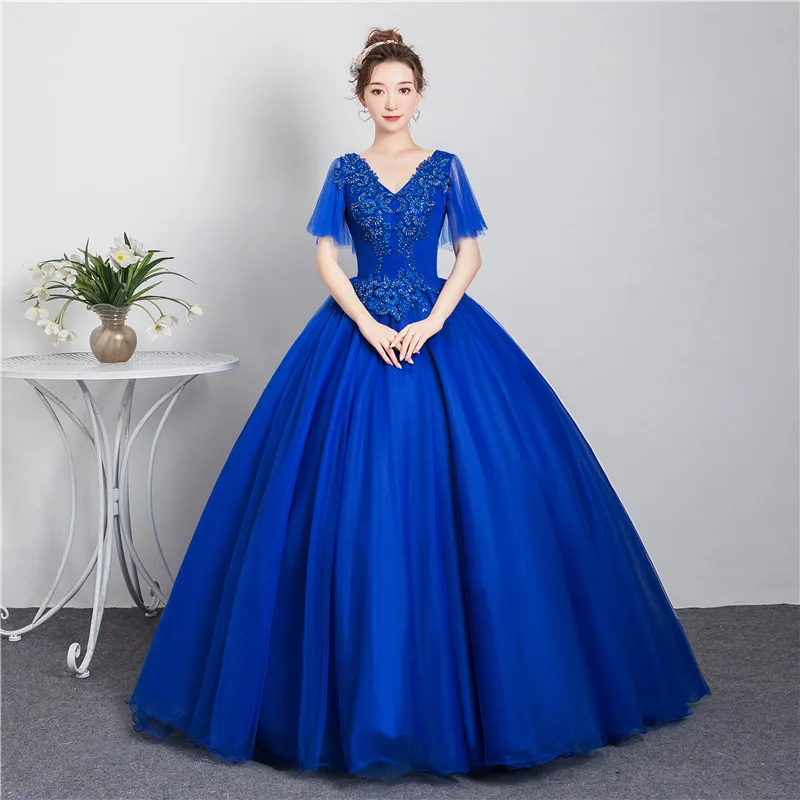

Quinceanera платье 2020 Новые Роскошные вечерние платья выпускного вечера с коротким рукавом v-образным вырезом бальное платье винтажное Quinceanera пл...