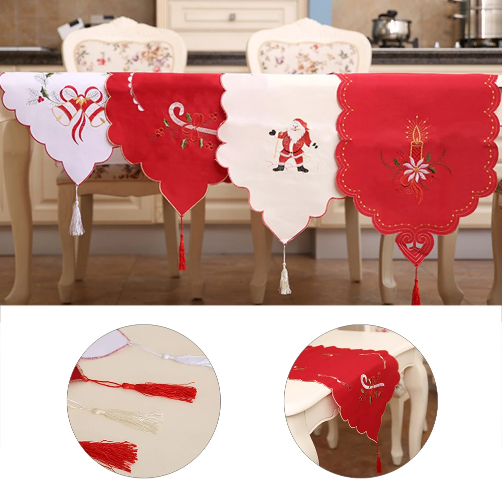 1 шт. Новогодняя вышитая настольная дорожка с полым флагом украшения необычная