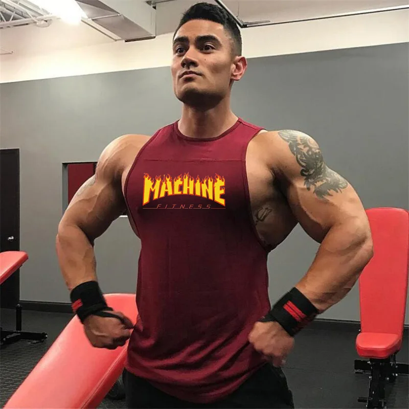 Мужская хлопковая майка без рукавов для тренировок тренажерного зала
