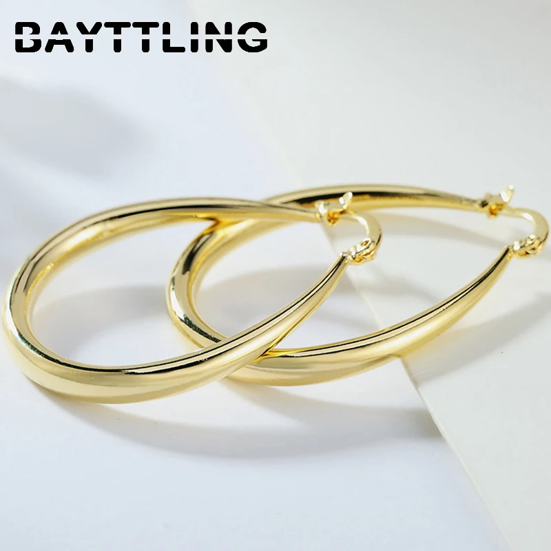 

BAYTTLING S925 Sterling Silver 44MM Gold/Rose Gold Round Hoop Earrings For Women Fashion Jewelry Gift Earrings