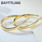 BAYTTLING S925 стерлингового серебра 44 мм золоторозовое золото круглые серьги-кольца для женщин, модный подарок ювелирных изделий серьги