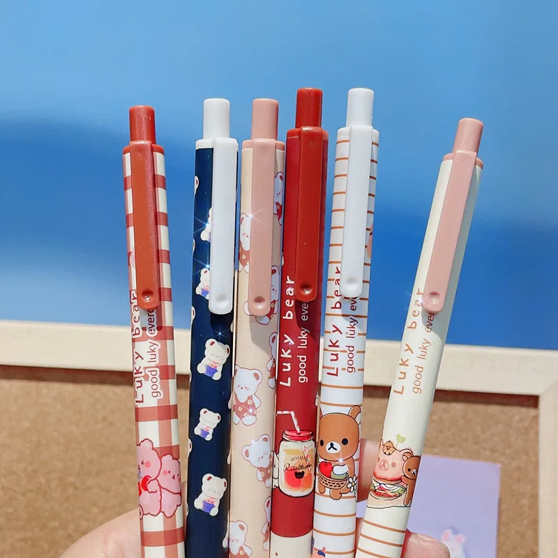 

48 pcs/lot Kawaii Bear Press Gel Pen Cute 0.5mm Black ink Signature Pens School Office writing Supply Promotional Gift