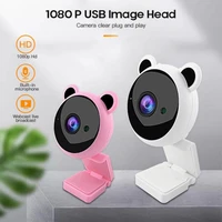 1080p hd panda webcam camera with mic free drive for pc desktop computer plug and play for video streaming conference gaming