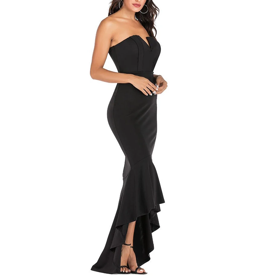 Топ-труба сексуальные платья для женщин Русалка бодикон тонкая длина до пола с