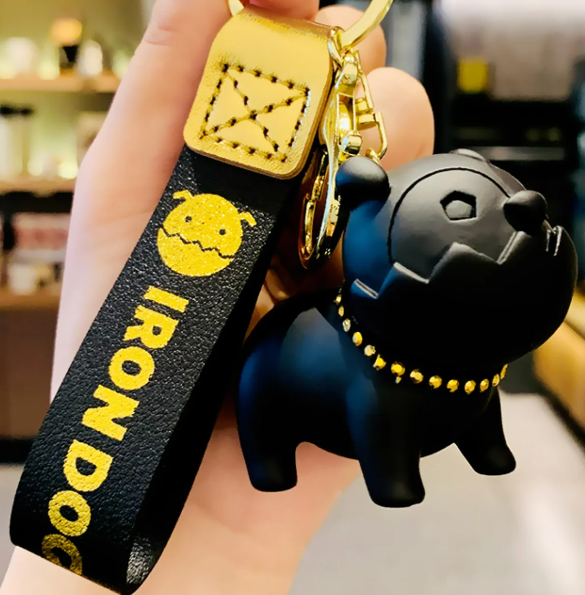 

Fashion Punk French Bulldog Keychain PU Leather Dog Keychains for Women Bag Pendant Jewelry Trinket Men's Car Key Ring Key Chain