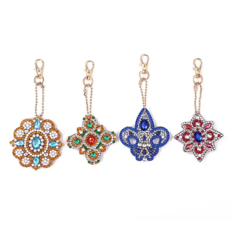 

4/5/6pcs DIY Full Drill Special Shaped Diamond Painting Keychains Women Bag Pendant Jewelry Key Ring Diamond Embroidery