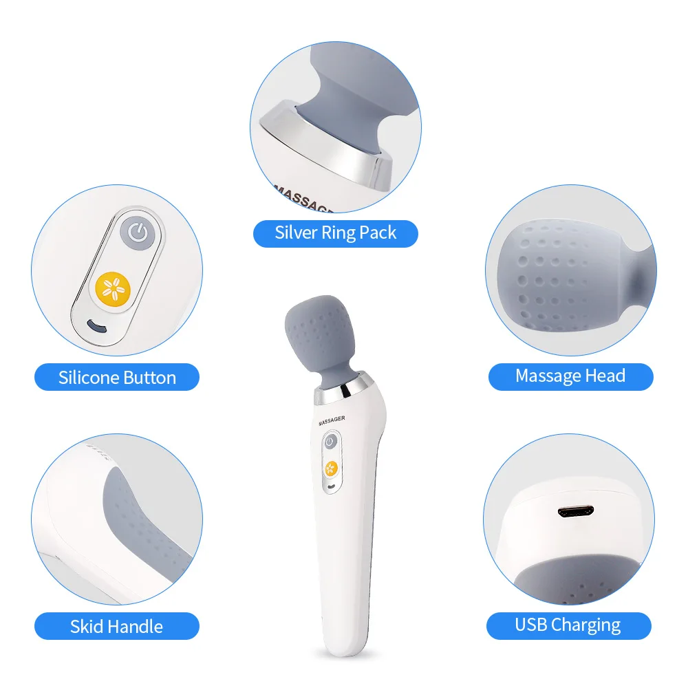USB Handheld Electric Wand Massager High Frequency Vibration Body Neck Back Muscle Relax Vibrating Deep Tissue Massage Machine | Красота и