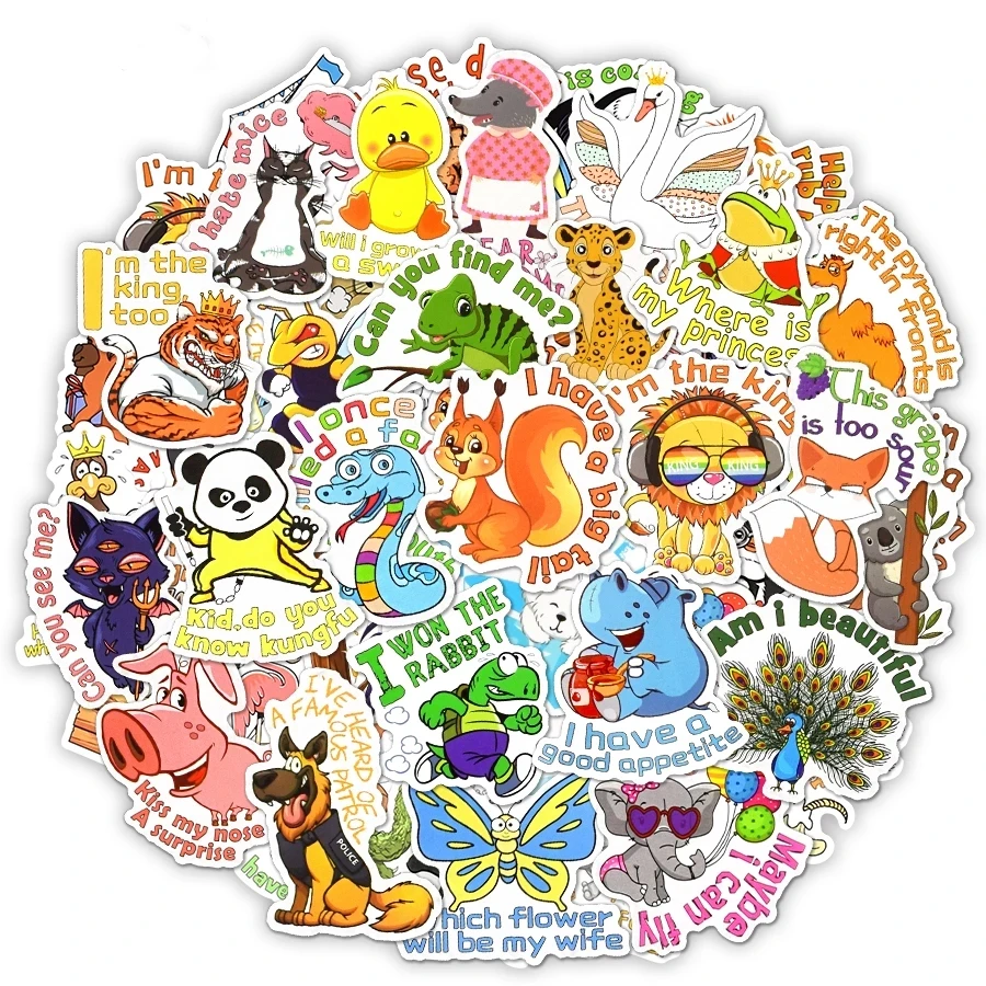 

50 PCS Waterproof Cute Anime Animals Stickers Reward Vinyl Computer Stickers for Water Bottle Laptop Luggage Phone Case Notebook
