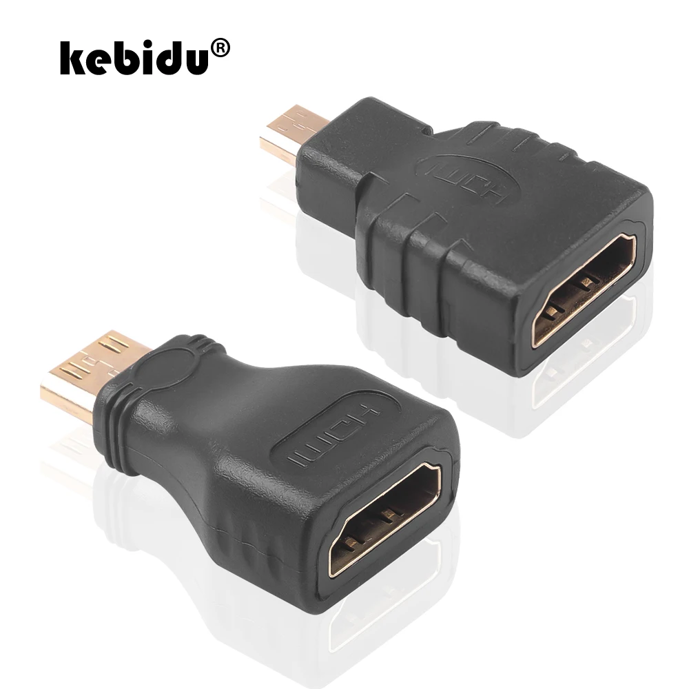 Kebidu 1 пара совместимому с HDMI HD золото удлинитель адаптер конвертером разъем для HTC