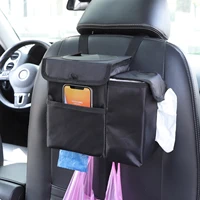 multipurpose car seat back storage box hanging car storage bag foldable waterproof leakproof car trash can tissue holder bag